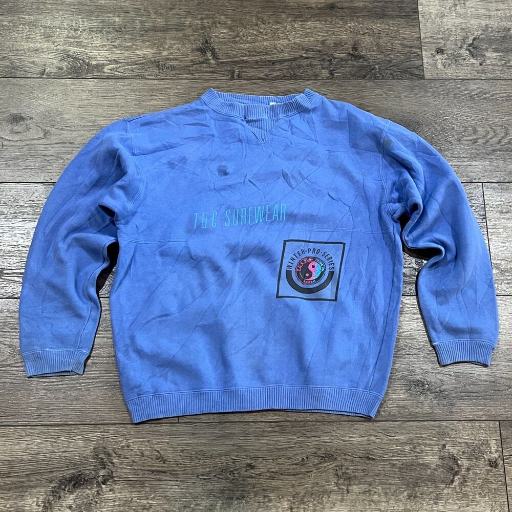 Vintage Y2K T&C Surf Designs Inter Pro Series Sweatshirt Blue Surf Tee - Medium
